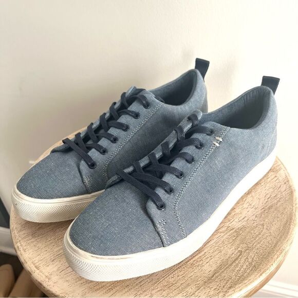 Steve Madden Men’s Low Top Lace Up Casual Sneakers in Blue Chambray 10.5 - Picture 1 of 7